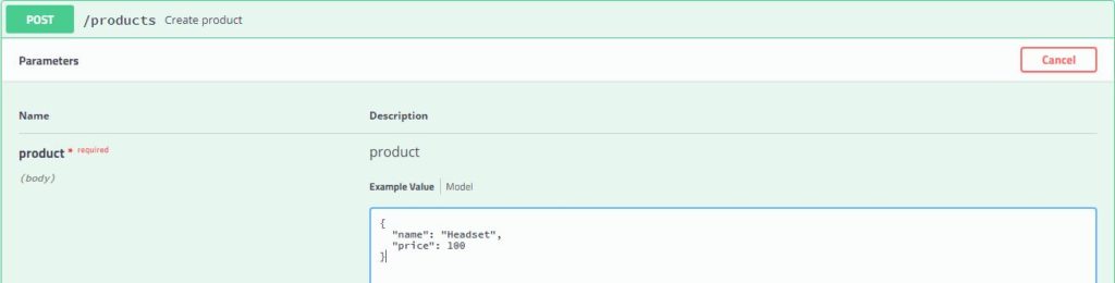 Product Model Example Values