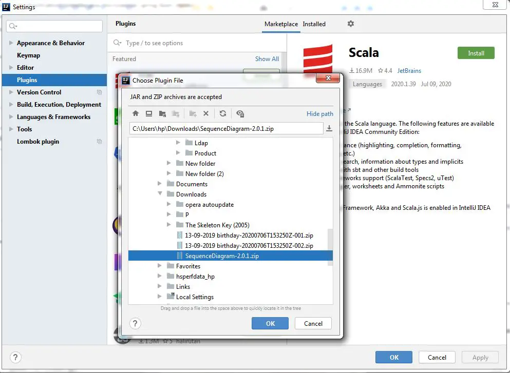 Select the downloaded Sequence Diagram Plugin