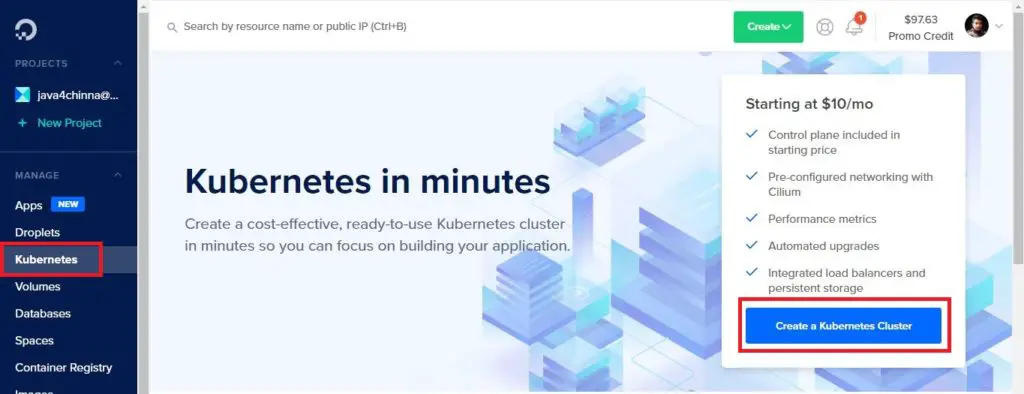 Create Kubernetes Cluster in DigitalOcean