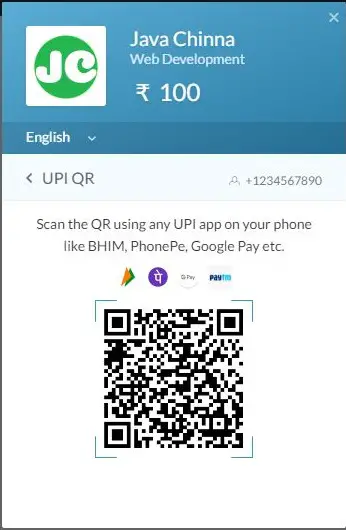 Razorpay UPI QR Payment mode