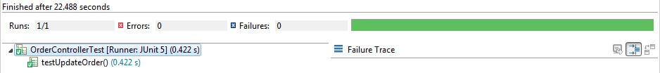 Order REST Controller Unit Test Result