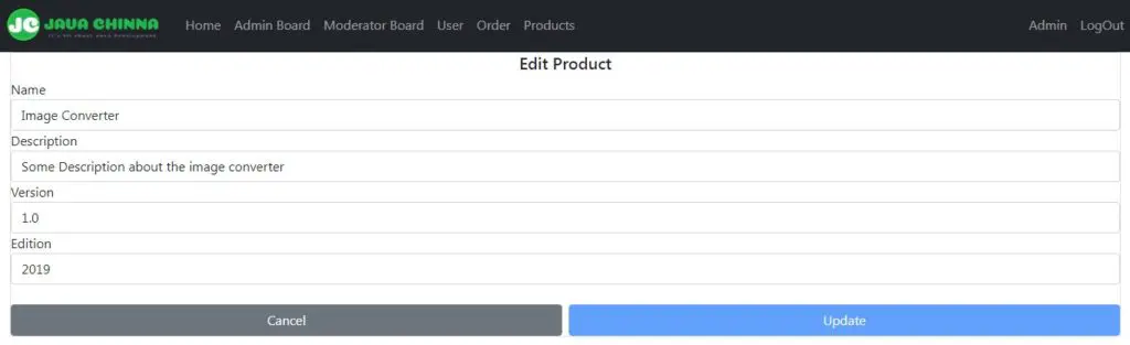 Product Edit Page