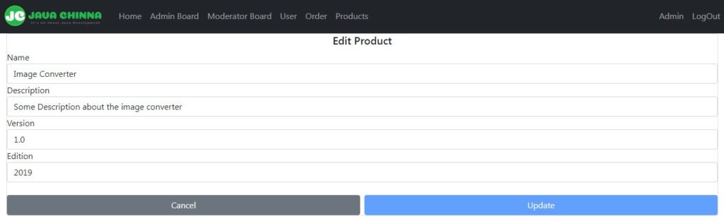 Product Edit Page