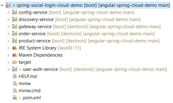 Spring Cloud Social Login Demo Project Structure