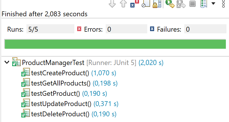 JAVA REST API Client Junit Test Result