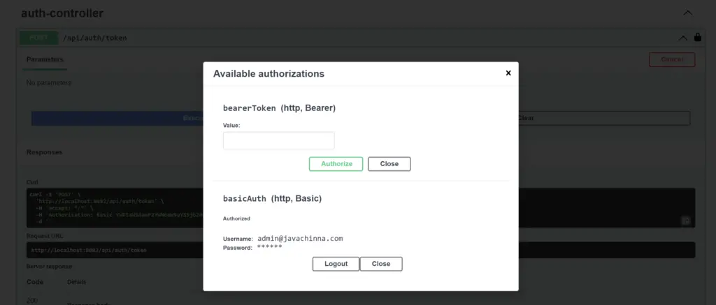 Swagger UI Basic Auth