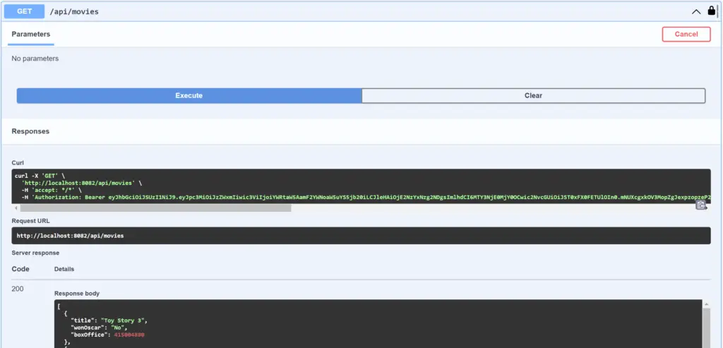 Secured API Request with JWT and Response